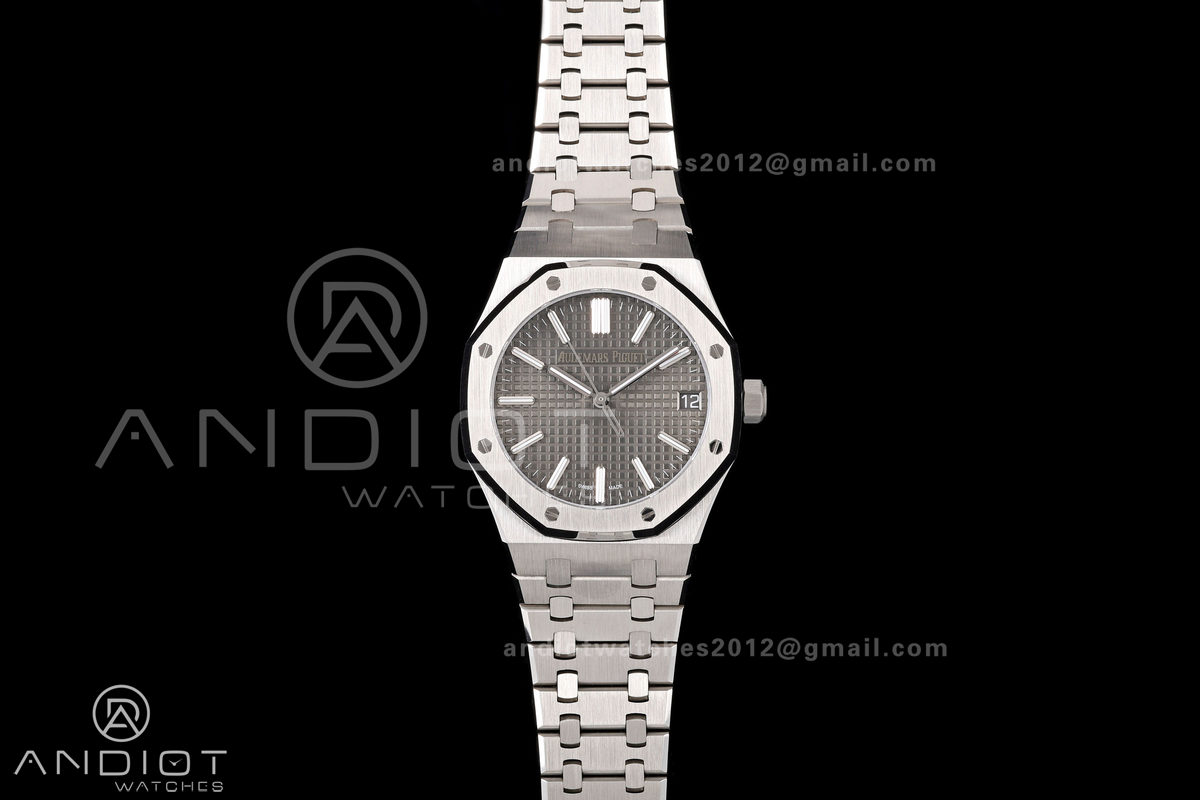 Royal Oak 15510 SS OCTA 1:1 Best Edition Gray Dial on SS Bracelet JH4302 Super Clone (Free Sprung)